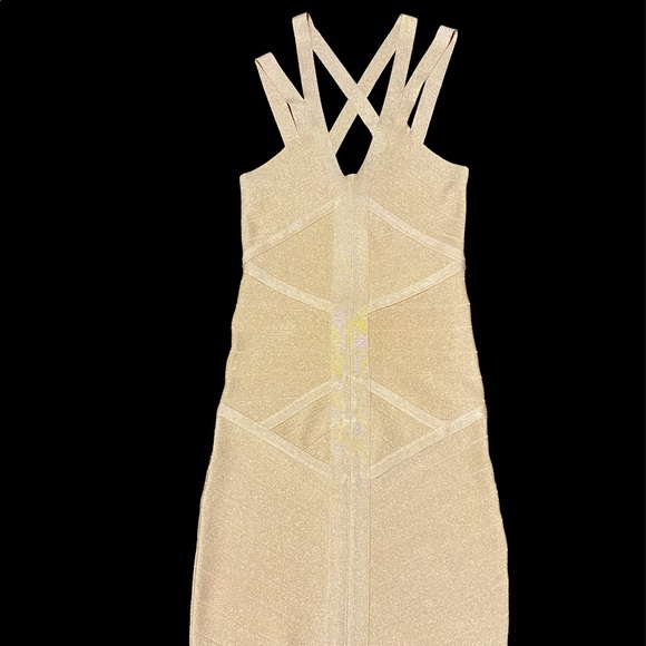 BeBe Label Bodycon Gold Dress 🥂 - Picture 1 of 3